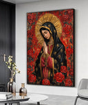 Our Lady of Guadalupe canvas art featuring a vibrant Virgin Mary portrayal