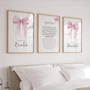 Ayatul Kursi Quran art with pink bow motif, kid-friendly design