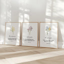Islamic wall decor prints featuring Quran verses with floral motifs