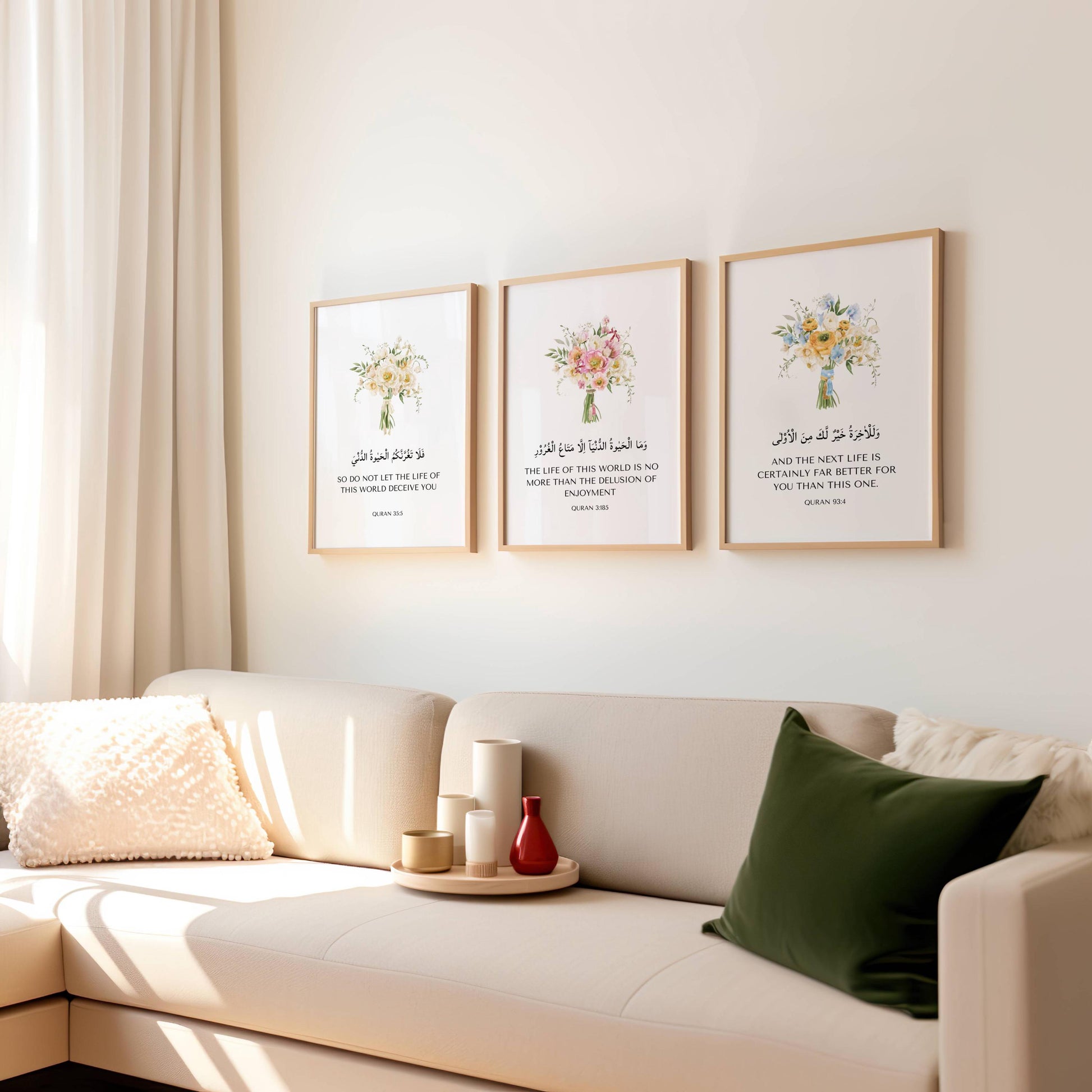 Close-up of Arabic script in Islamic wall decor