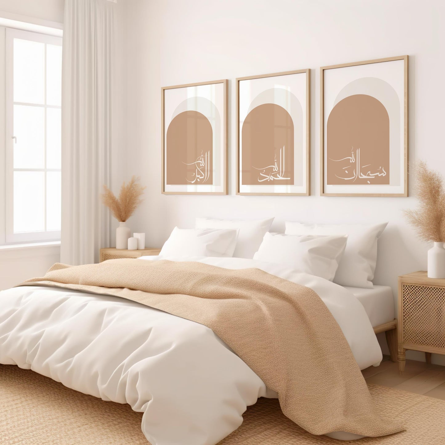 Modern Islamic home decor with three-panel art