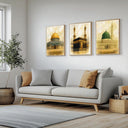 Sepia Holy Mosques triptych panel 2 - framed canvas