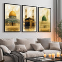 Sepia Holy Mosques triptych panel 3 - framed canvas