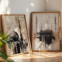 Abstract wall art featuring Kaaba for Ramadan decor
