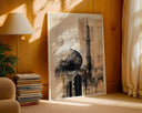 Geometric abstraction of mosque architecture wall art