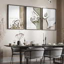 Soft-toned three-piece wall art for hallway or living room