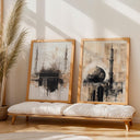 Kaaba and Masjid Nabawi-inspired design in soft tones