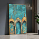 Muslim art print with arabesque design and arch pattern