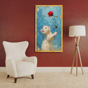 Close-up of textured brushstrokes on kitten and rose