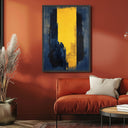 Abstract Islamic collection canvas wall art in navy and yellow