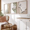 Decorative trio arranged on living room wall