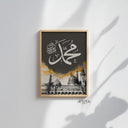 Two-panel wall art set in a contemporary gold-on-dark palette