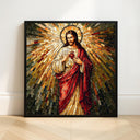 Sacred Heart of Jesus square mosaic art print - close-up detail