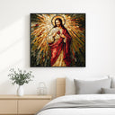 Religious wall art - Sacred Heart of Jesus mosaic print hanging in room