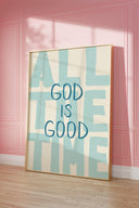 Gift-worthy religious wall decor in navy tones, unframed