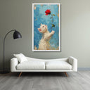 Medium shot of kitten on blue background canvas art