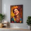 Frida-inspired portrait canvas with vibrant floral headpiece