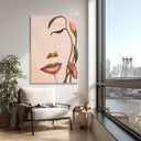 Warm pink botanical wall art with butterfly accents ready to hang