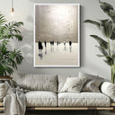 High-contrast abstract people artwork on stretched canvas