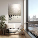 Contemporary canvas art featuring simple black and white silhouettes