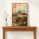 Jerusalem historic architecture motif with minaret-inspired lines