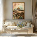 Artistic interpretation of Jerusalem's sacred architecture for wall display