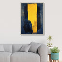 Navy and yellow color palette artwork for living room wall decor