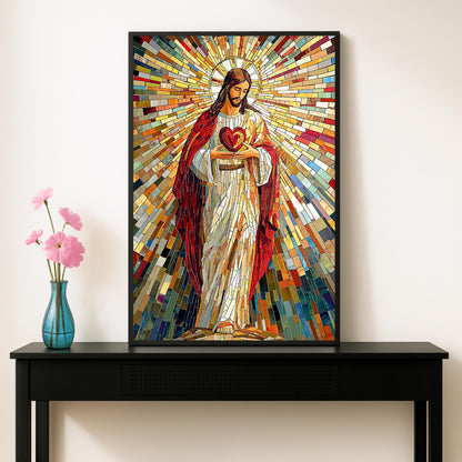 Religious art for home with Sacred Heart design detail
