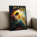 Living room wall art with stained glass Jesus design