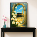 Abstract Mecca mosque wall art with geometric lines