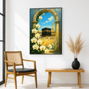 Stylized Kaaba arch with gold embellishments on wall