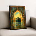 Canvas wall art with Mughal golden mosque design
