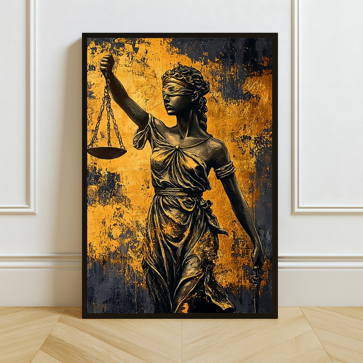 Lady Justice impasto art print with bold textured brushwork