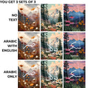 Floral mountain scene in Islamic art composition