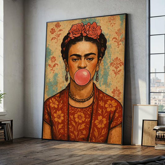 Frida Kahlo-inspired pop art canvas – front view