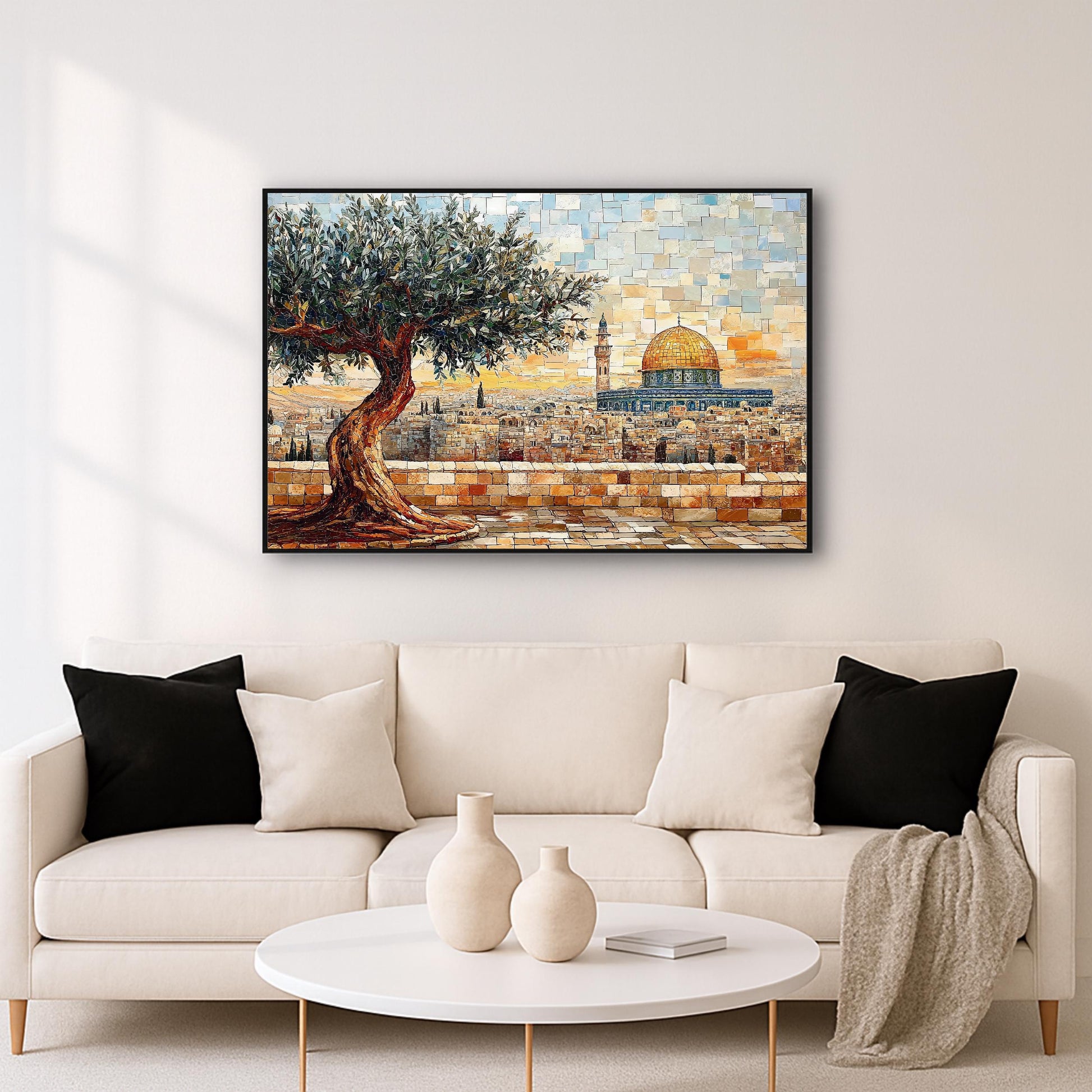 Abstract Islamic wall art featuring Masjid Al Aqsa silhouette