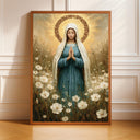 Virgin Mary floral halo wall art framed portrait
