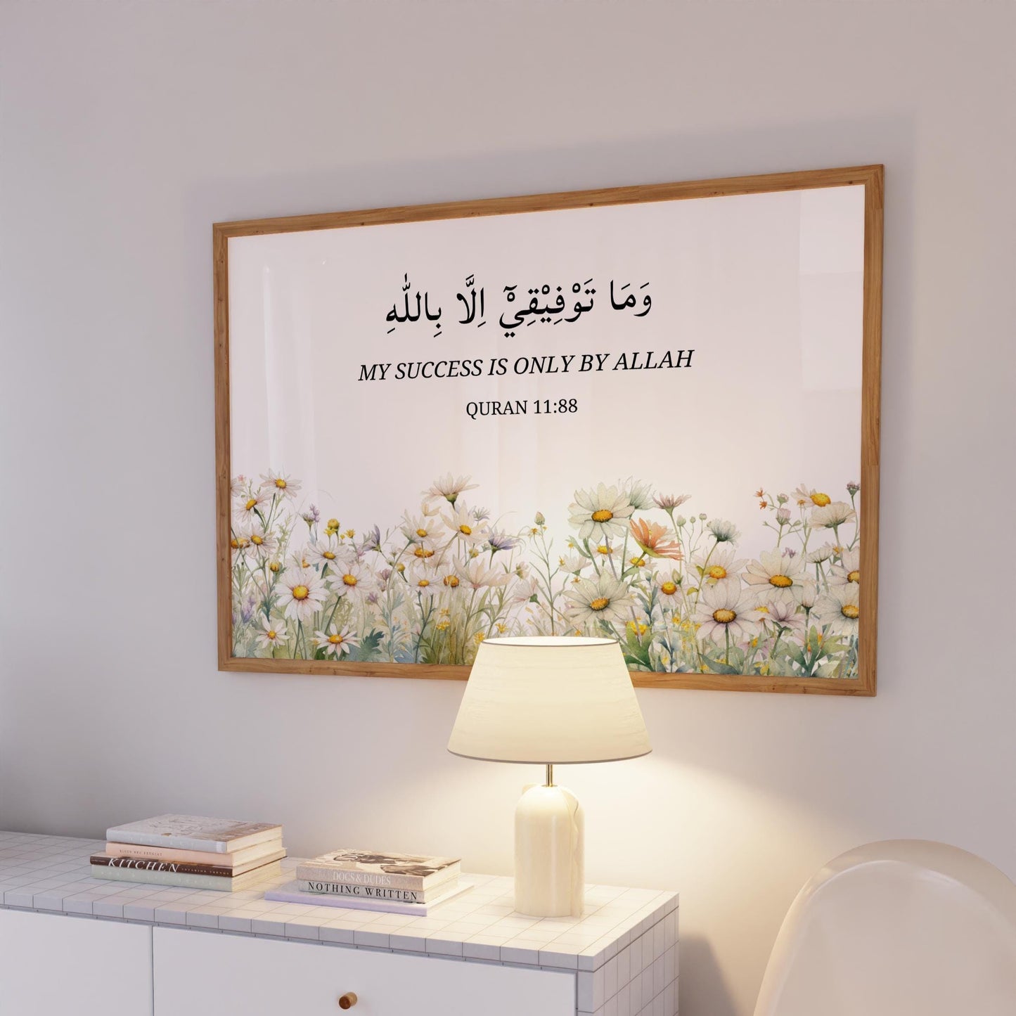 Floral motif and Arabic script on wall art