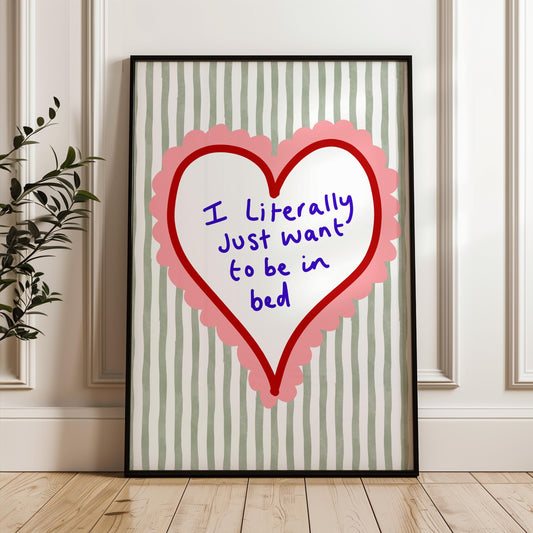 Retro quote wall art poster in a bedroom setting
