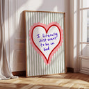 Close-up of retro quote wall art with bold typography