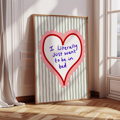 Close-up of retro quote wall art with bold typography