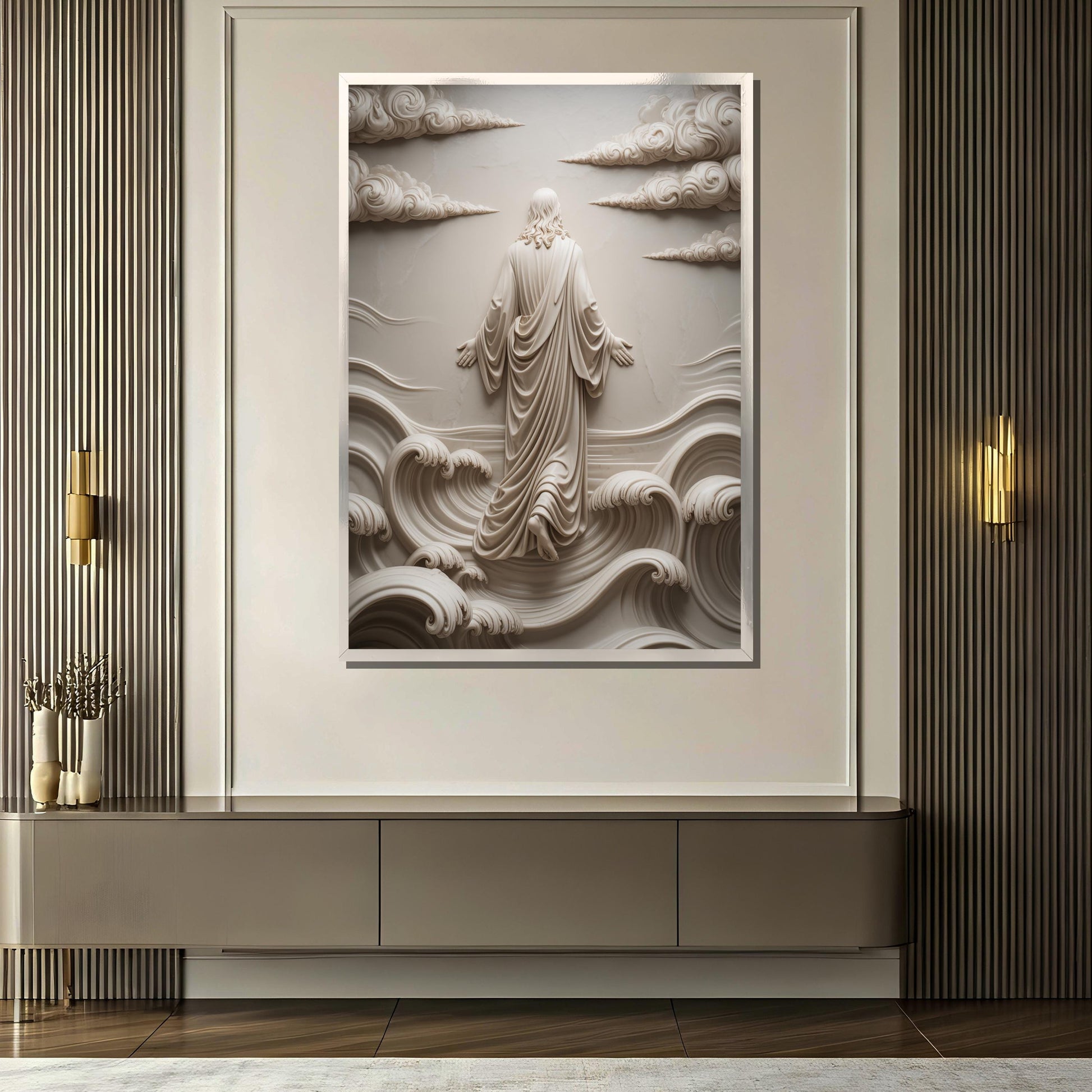 Beige-toned biblical scene wall decor for home
