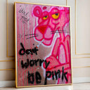 Pink Panther graffiti canvas art close-up of bold pink tones