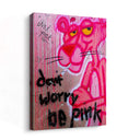 Overall view of Pink Panther graffiti canvas in contemporary space
