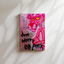 Graffiti detail on Pink Panther canvas with bold outlines