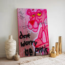 Gallery-wrapped Pink Panther canvas edge