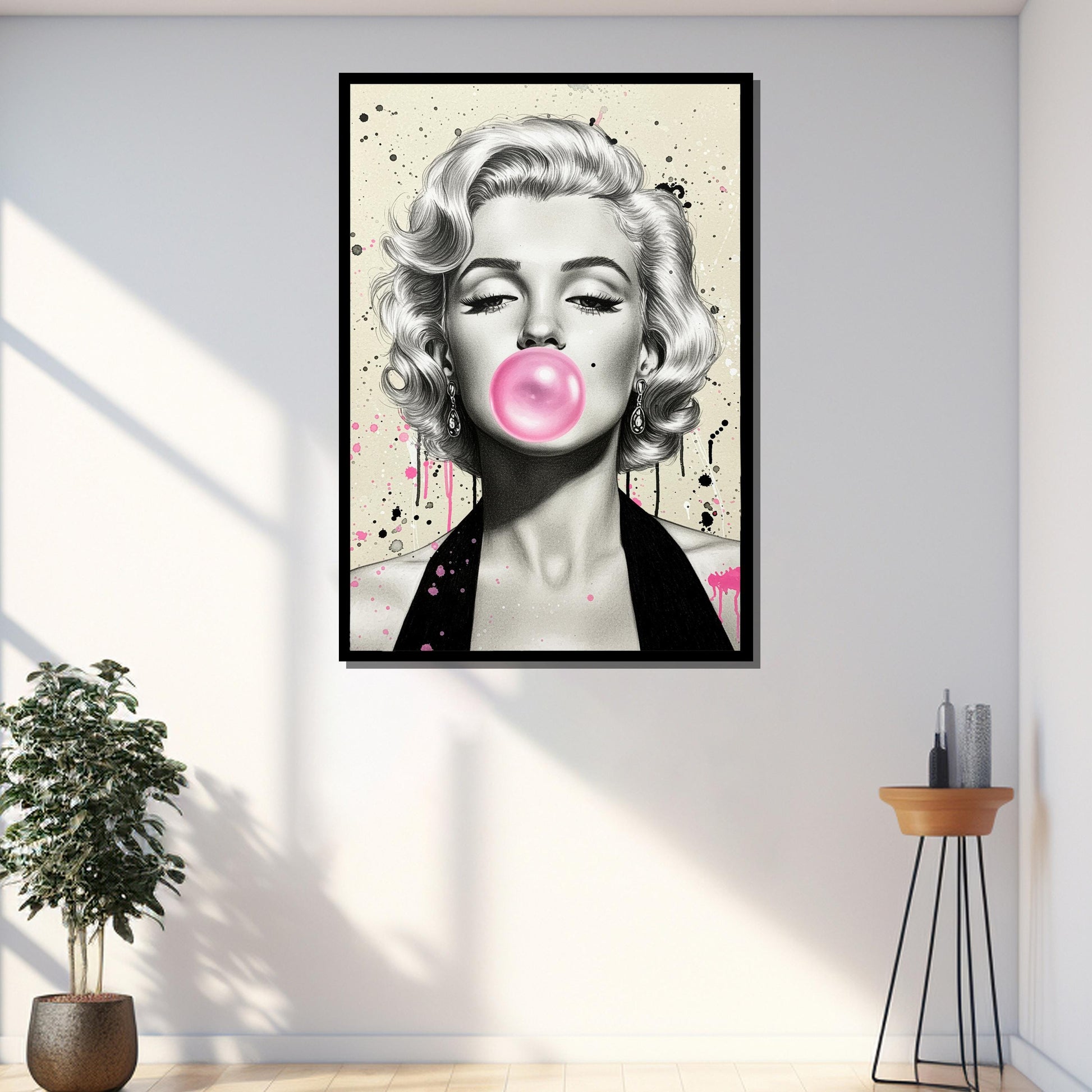 Glam retro canvas wall art showcasing Marilyn Monroe on a white background