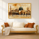 Islamic wall decor depicting Medina's sacred mosque silhouette