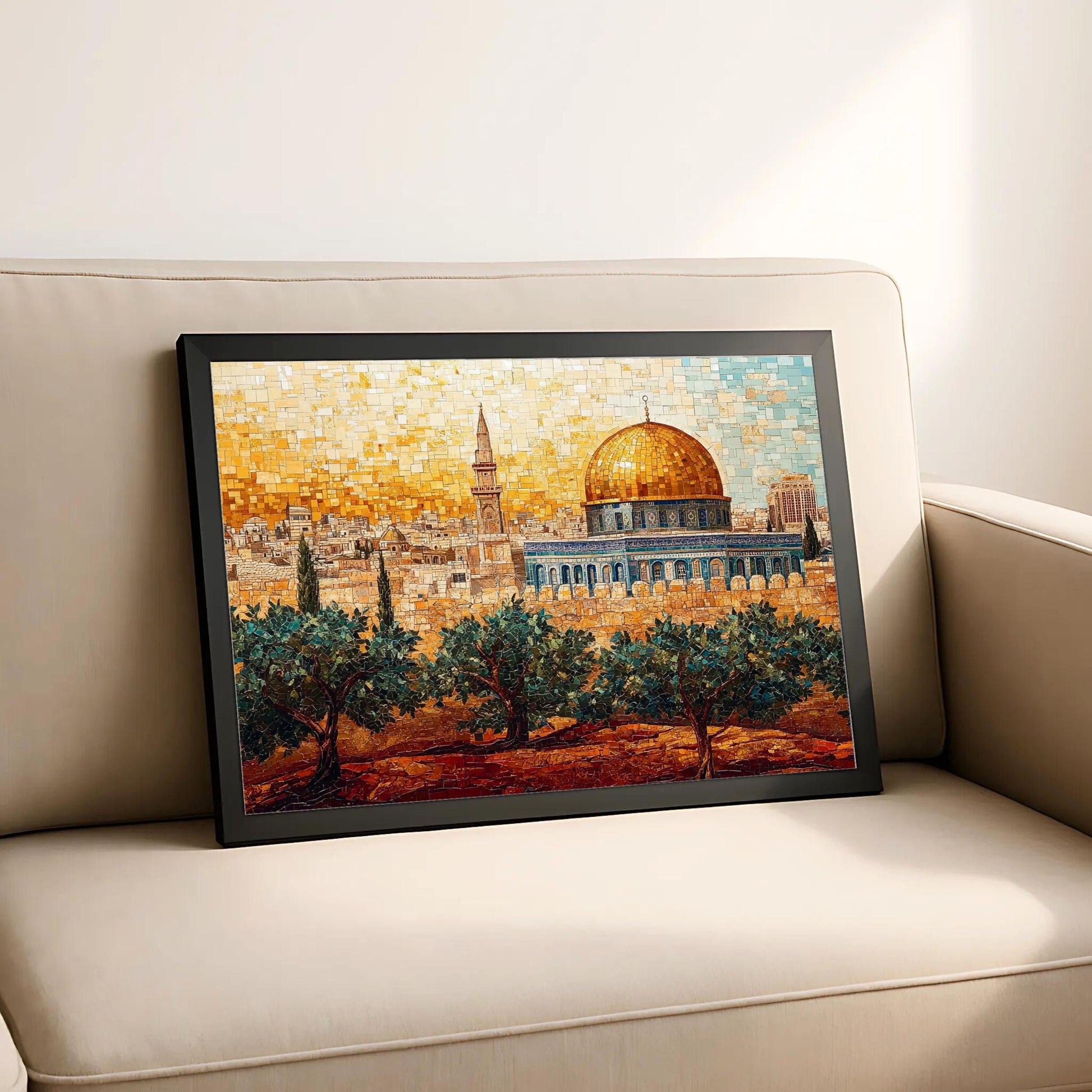 Dome of the Rock-inspired art print in warm browns