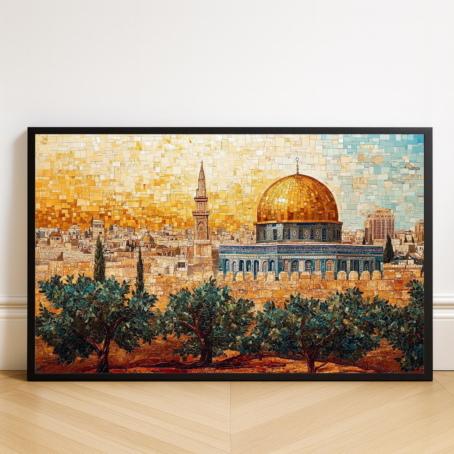 Dome of the Rock mosaic artwork close-up in earthy tones